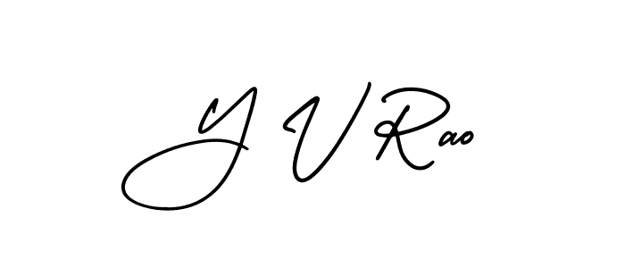 Y V Rao stylish signature style. Best Handwritten Sign (AmerikaSignatureDemo-Regular) for my name. Handwritten Signature Collection Ideas for my name Y V Rao. Y V Rao signature style 3 images and pictures png