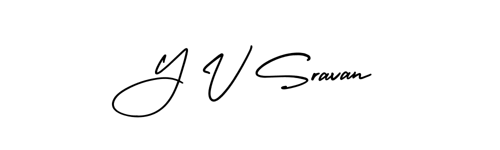 Y V Sravan stylish signature style. Best Handwritten Sign (AmerikaSignatureDemo-Regular) for my name. Handwritten Signature Collection Ideas for my name Y V Sravan. Y V Sravan signature style 3 images and pictures png