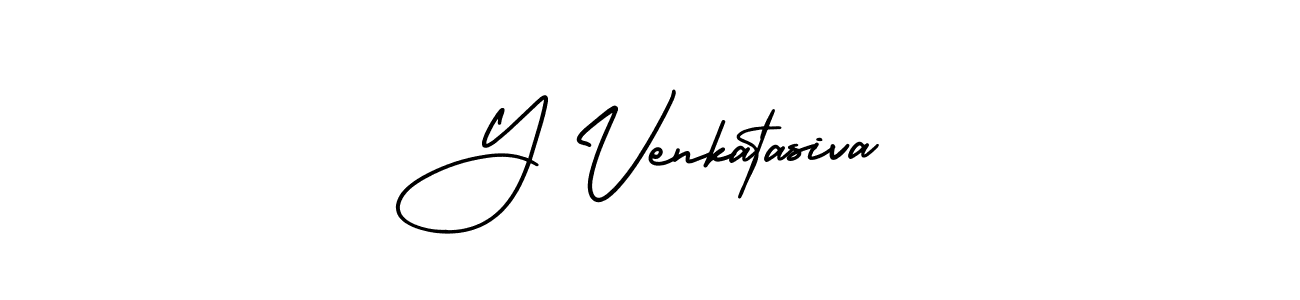 You should practise on your own different ways (AmerikaSignatureDemo-Regular) to write your name (Y Venkatasiva) in signature. don't let someone else do it for you. Y Venkatasiva signature style 3 images and pictures png