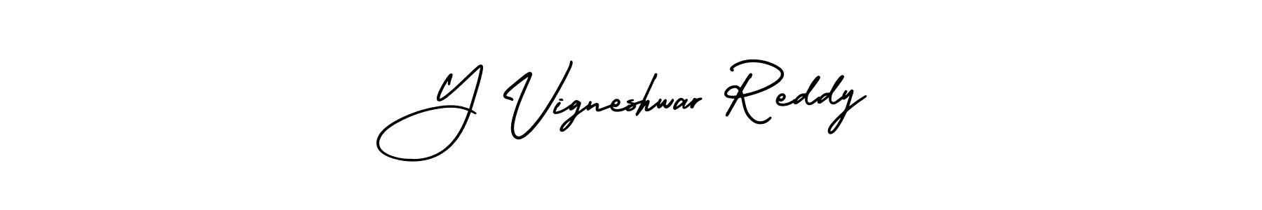 The best way (AmerikaSignatureDemo-Regular) to make a short signature is to pick only two or three words in your name. The name Y Vigneshwar Reddy include a total of six letters. For converting this name. Y Vigneshwar Reddy signature style 3 images and pictures png