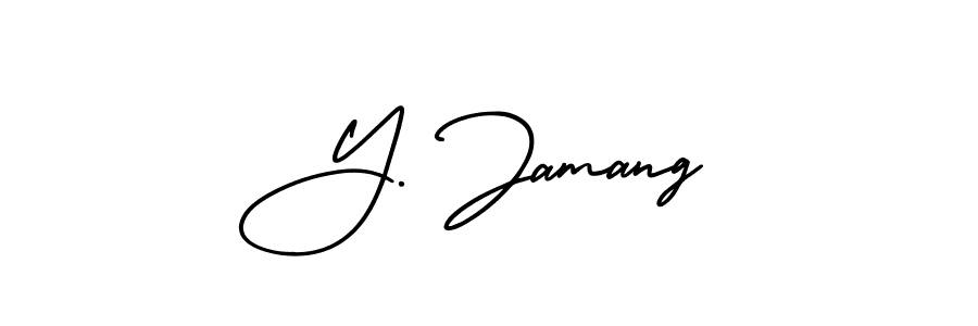 Y. Jamang stylish signature style. Best Handwritten Sign (AmerikaSignatureDemo-Regular) for my name. Handwritten Signature Collection Ideas for my name Y. Jamang. Y. Jamang signature style 3 images and pictures png