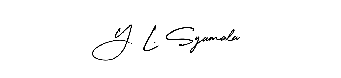 Make a short Y. L. Syamala signature style. Manage your documents anywhere anytime using AmerikaSignatureDemo-Regular. Create and add eSignatures, submit forms, share and send files easily. Y. L. Syamala signature style 3 images and pictures png