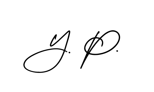 Y. P. stylish signature style. Best Handwritten Sign (AmerikaSignatureDemo-Regular) for my name. Handwritten Signature Collection Ideas for my name Y. P.. Y. P. signature style 3 images and pictures png