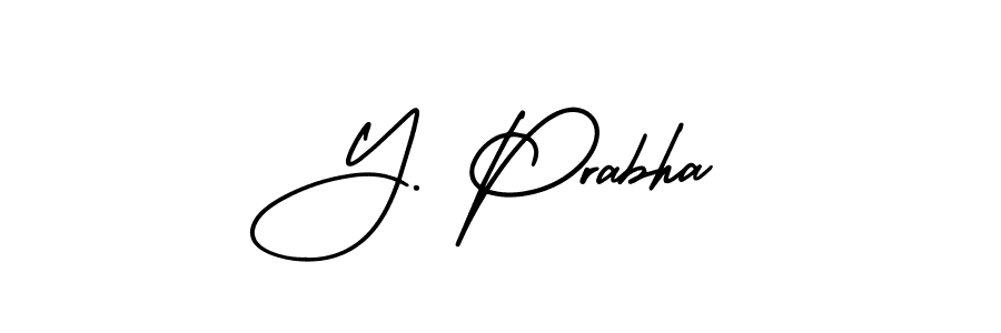 How to make Y. Prabha name signature. Use AmerikaSignatureDemo-Regular style for creating short signs online. This is the latest handwritten sign. Y. Prabha signature style 3 images and pictures png