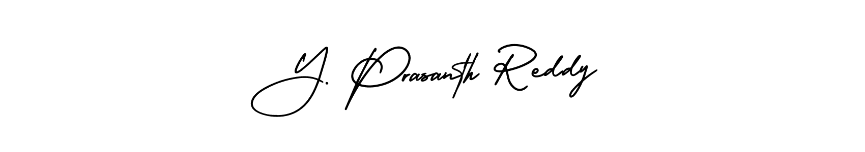 This is the best signature style for the Y. Prasanth Reddy name. Also you like these signature font (AmerikaSignatureDemo-Regular). Mix name signature. Y. Prasanth Reddy signature style 3 images and pictures png