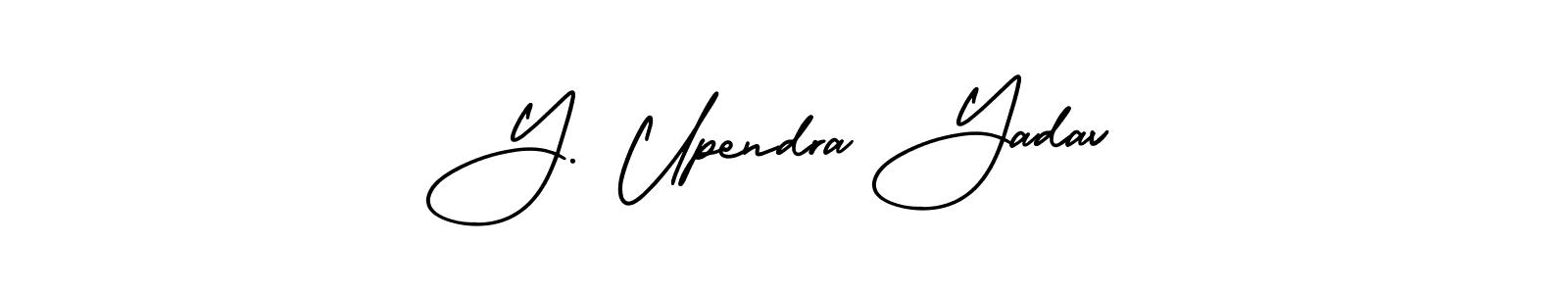 You should practise on your own different ways (AmerikaSignatureDemo-Regular) to write your name (Y. Upendra Yadav) in signature. don't let someone else do it for you. Y. Upendra Yadav signature style 3 images and pictures png