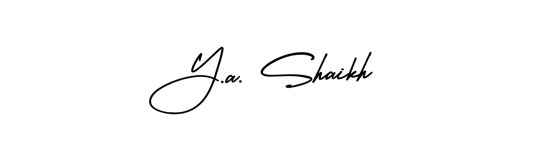 How to Draw Y.a. Shaikh signature style? AmerikaSignatureDemo-Regular is a latest design signature styles for name Y.a. Shaikh. Y.a. Shaikh signature style 3 images and pictures png