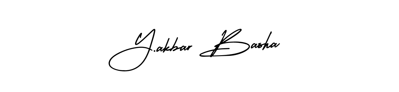 How to make Y.akbar Basha name signature. Use AmerikaSignatureDemo-Regular style for creating short signs online. This is the latest handwritten sign. Y.akbar Basha signature style 3 images and pictures png