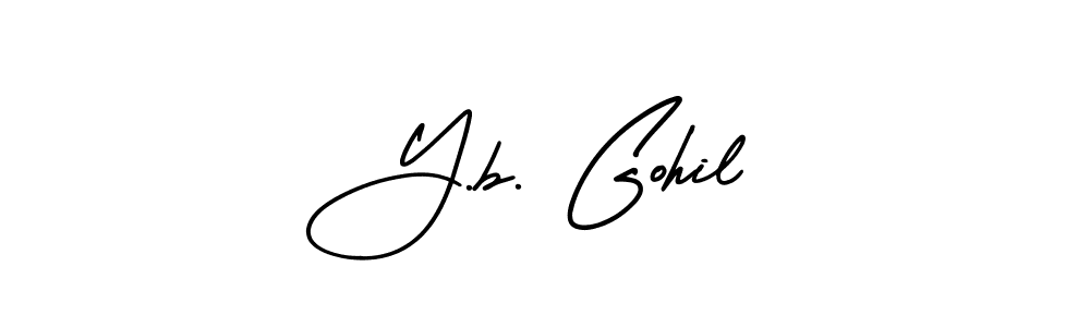 Similarly AmerikaSignatureDemo-Regular is the best handwritten signature design. Signature creator online .You can use it as an online autograph creator for name Y.b. Gohil. Y.b. Gohil signature style 3 images and pictures png