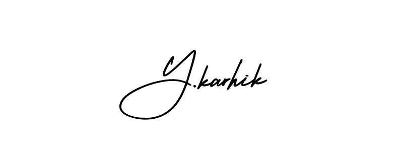 if you are searching for the best signature style for your name Y.karhik. so please give up your signature search. here we have designed multiple signature styles  using AmerikaSignatureDemo-Regular. Y.karhik signature style 3 images and pictures png