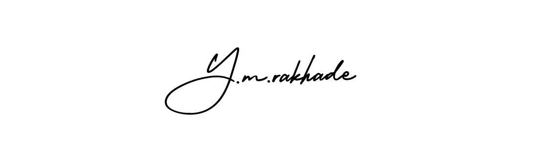 You should practise on your own different ways (AmerikaSignatureDemo-Regular) to write your name (Y.m.rakhade) in signature. don't let someone else do it for you. Y.m.rakhade signature style 3 images and pictures png