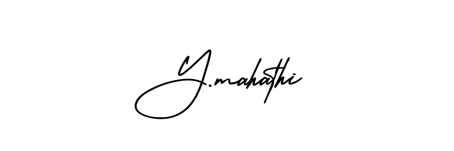 The best way (AmerikaSignatureDemo-Regular) to make a short signature is to pick only two or three words in your name. The name Y.mahathi include a total of six letters. For converting this name. Y.mahathi signature style 3 images and pictures png