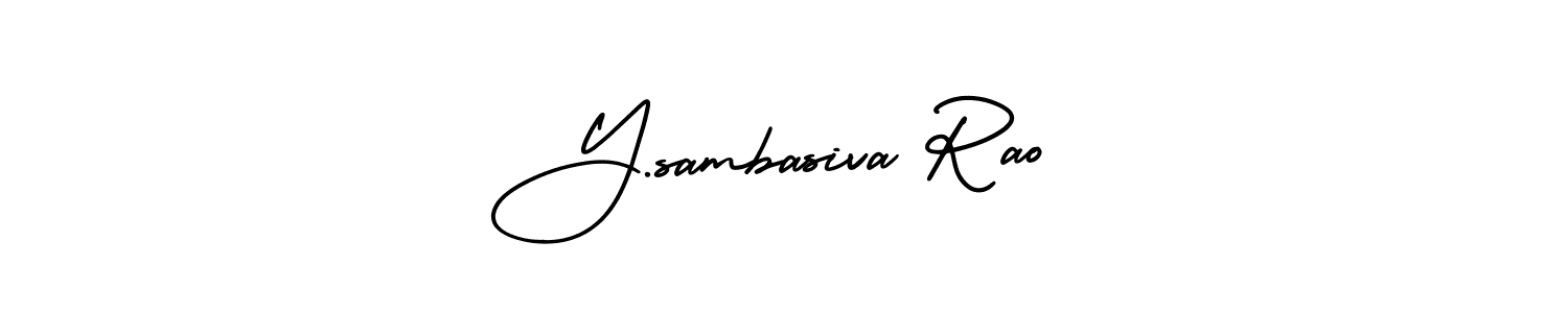 The best way (AmerikaSignatureDemo-Regular) to make a short signature is to pick only two or three words in your name. The name Y.sambasiva Rao include a total of six letters. For converting this name. Y.sambasiva Rao signature style 3 images and pictures png