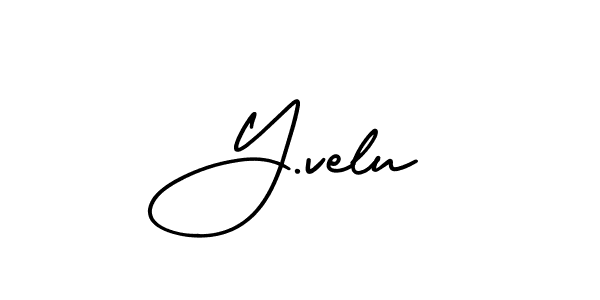 Create a beautiful signature design for name Y.velu. With this signature (AmerikaSignatureDemo-Regular) fonts, you can make a handwritten signature for free. Y.velu signature style 3 images and pictures png