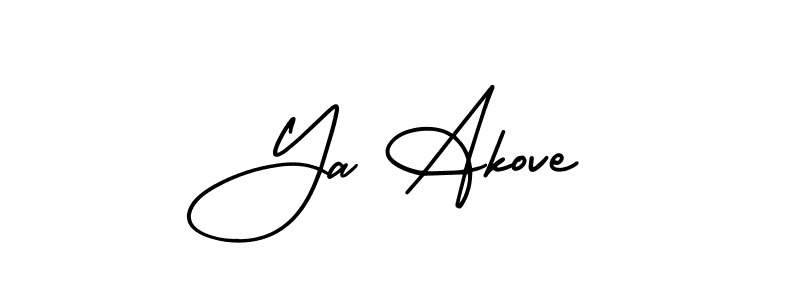 You should practise on your own different ways (AmerikaSignatureDemo-Regular) to write your name (Ya Akove) in signature. don't let someone else do it for you. Ya Akove signature style 3 images and pictures png