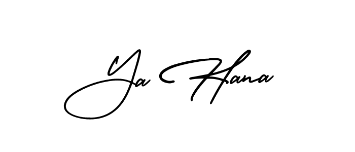 Similarly AmerikaSignatureDemo-Regular is the best handwritten signature design. Signature creator online .You can use it as an online autograph creator for name Ya Hana. Ya Hana signature style 3 images and pictures png