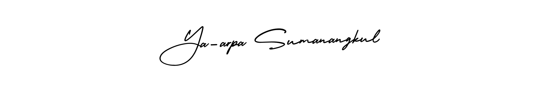 The best way (AmerikaSignatureDemo-Regular) to make a short signature is to pick only two or three words in your name. The name Ya-arpa Sumanangkul include a total of six letters. For converting this name. Ya-arpa Sumanangkul signature style 3 images and pictures png