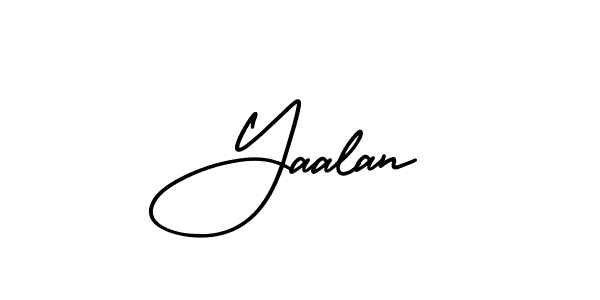 You should practise on your own different ways (AmerikaSignatureDemo-Regular) to write your name (Yaalan) in signature. don't let someone else do it for you. Yaalan signature style 3 images and pictures png