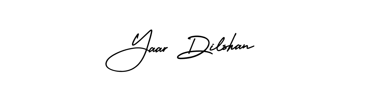 You should practise on your own different ways (AmerikaSignatureDemo-Regular) to write your name (Yaar Dilshan) in signature. don't let someone else do it for you. Yaar Dilshan signature style 3 images and pictures png