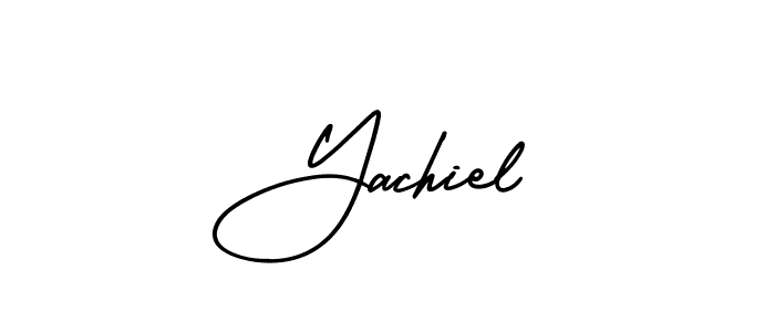 The best way (AmerikaSignatureDemo-Regular) to make a short signature is to pick only two or three words in your name. The name Yachiel include a total of six letters. For converting this name. Yachiel signature style 3 images and pictures png