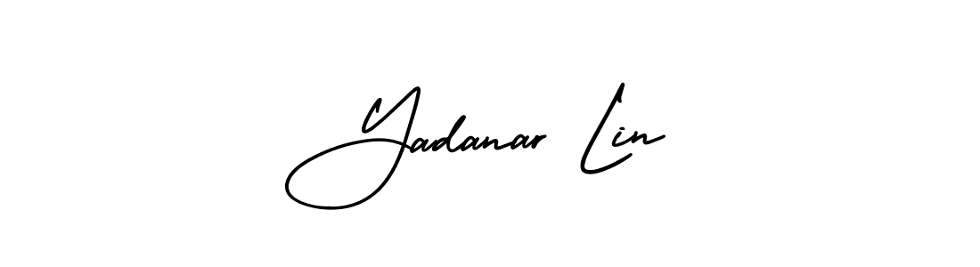 Similarly AmerikaSignatureDemo-Regular is the best handwritten signature design. Signature creator online .You can use it as an online autograph creator for name Yadanar Lin. Yadanar Lin signature style 3 images and pictures png