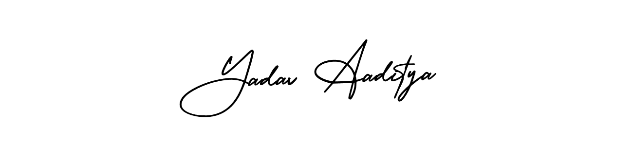 You should practise on your own different ways (AmerikaSignatureDemo-Regular) to write your name (Yadav Aaditya) in signature. don't let someone else do it for you. Yadav Aaditya signature style 3 images and pictures png