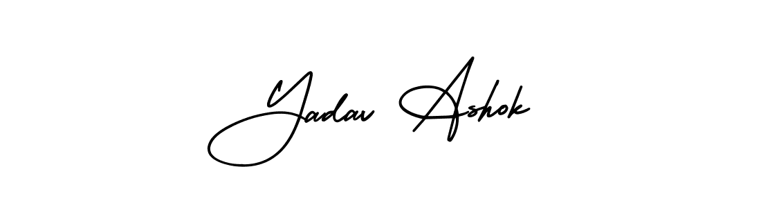 You should practise on your own different ways (AmerikaSignatureDemo-Regular) to write your name (Yadav Ashok) in signature. don't let someone else do it for you. Yadav Ashok signature style 3 images and pictures png