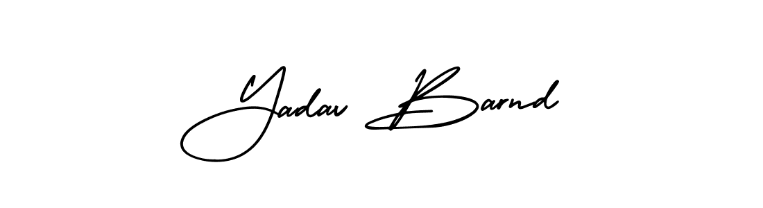 You should practise on your own different ways (AmerikaSignatureDemo-Regular) to write your name (Yadav Barnd) in signature. don't let someone else do it for you. Yadav Barnd signature style 3 images and pictures png