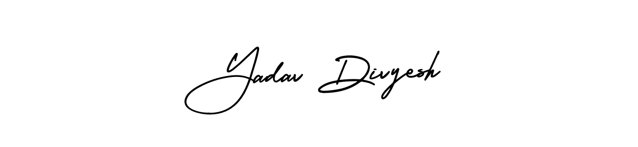 You should practise on your own different ways (AmerikaSignatureDemo-Regular) to write your name (Yadav Divyesh) in signature. don't let someone else do it for you. Yadav Divyesh signature style 3 images and pictures png