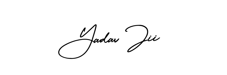 This is the best signature style for the Yadav Jii name. Also you like these signature font (AmerikaSignatureDemo-Regular). Mix name signature. Yadav Jii signature style 3 images and pictures png