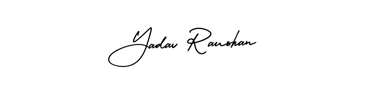 You should practise on your own different ways (AmerikaSignatureDemo-Regular) to write your name (Yadav Raushan) in signature. don't let someone else do it for you. Yadav Raushan signature style 3 images and pictures png