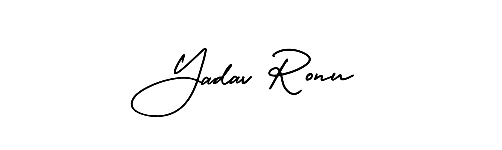 You should practise on your own different ways (AmerikaSignatureDemo-Regular) to write your name (Yadav Ronu) in signature. don't let someone else do it for you. Yadav Ronu signature style 3 images and pictures png