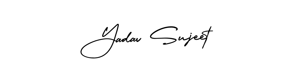 The best way (AmerikaSignatureDemo-Regular) to make a short signature is to pick only two or three words in your name. The name Yadav Sujeet include a total of six letters. For converting this name. Yadav Sujeet signature style 3 images and pictures png