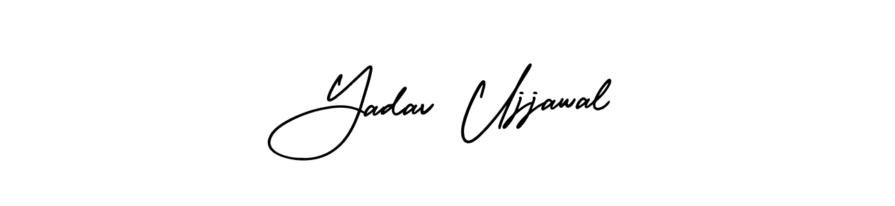 You should practise on your own different ways (AmerikaSignatureDemo-Regular) to write your name (Yadav Ujjawal) in signature. don't let someone else do it for you. Yadav Ujjawal signature style 3 images and pictures png