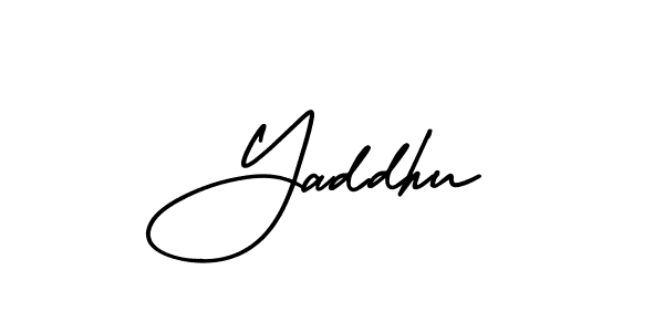 You should practise on your own different ways (AmerikaSignatureDemo-Regular) to write your name (Yaddhu) in signature. don't let someone else do it for you. Yaddhu signature style 3 images and pictures png