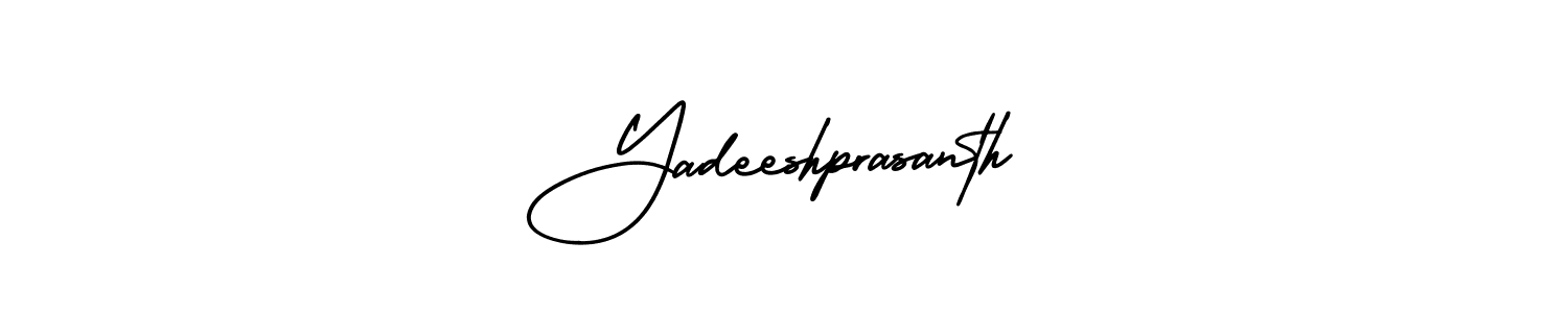 The best way (AmerikaSignatureDemo-Regular) to make a short signature is to pick only two or three words in your name. The name Yadeeshprasanth include a total of six letters. For converting this name. Yadeeshprasanth signature style 3 images and pictures png