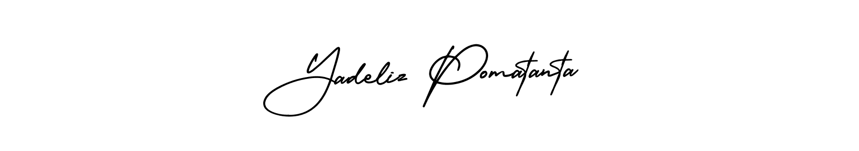 AmerikaSignatureDemo-Regular is a professional signature style that is perfect for those who want to add a touch of class to their signature. It is also a great choice for those who want to make their signature more unique. Get Yadeliz Pomatanta name to fancy signature for free. Yadeliz Pomatanta signature style 3 images and pictures png