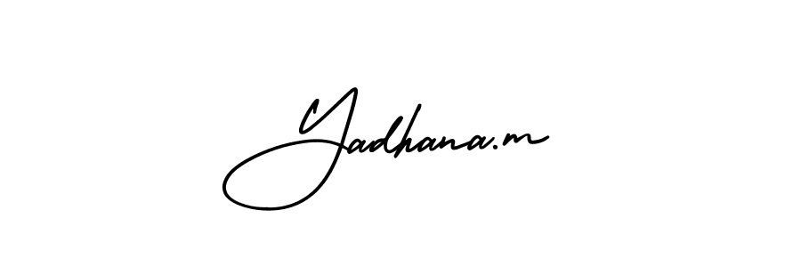 How to make Yadhana.m name signature. Use AmerikaSignatureDemo-Regular style for creating short signs online. This is the latest handwritten sign. Yadhana.m signature style 3 images and pictures png