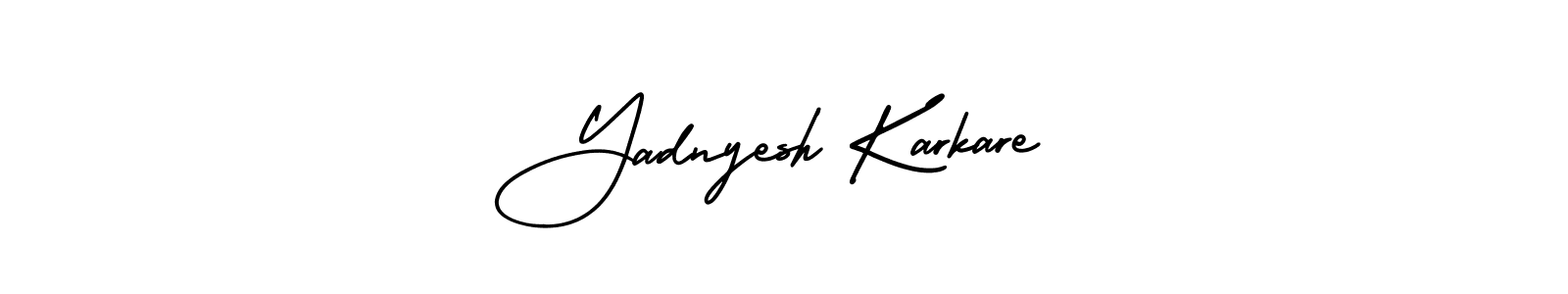 The best way (AmerikaSignatureDemo-Regular) to make a short signature is to pick only two or three words in your name. The name Yadnyesh Karkare include a total of six letters. For converting this name. Yadnyesh Karkare signature style 3 images and pictures png