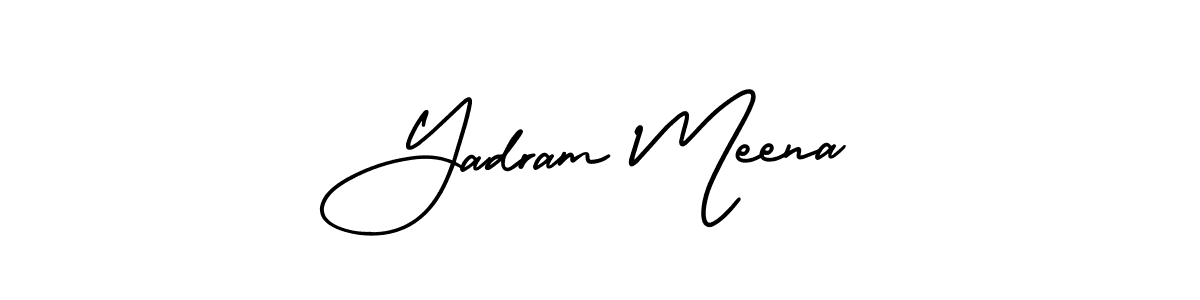 You should practise on your own different ways (AmerikaSignatureDemo-Regular) to write your name (Yadram Meena) in signature. don't let someone else do it for you. Yadram Meena signature style 3 images and pictures png