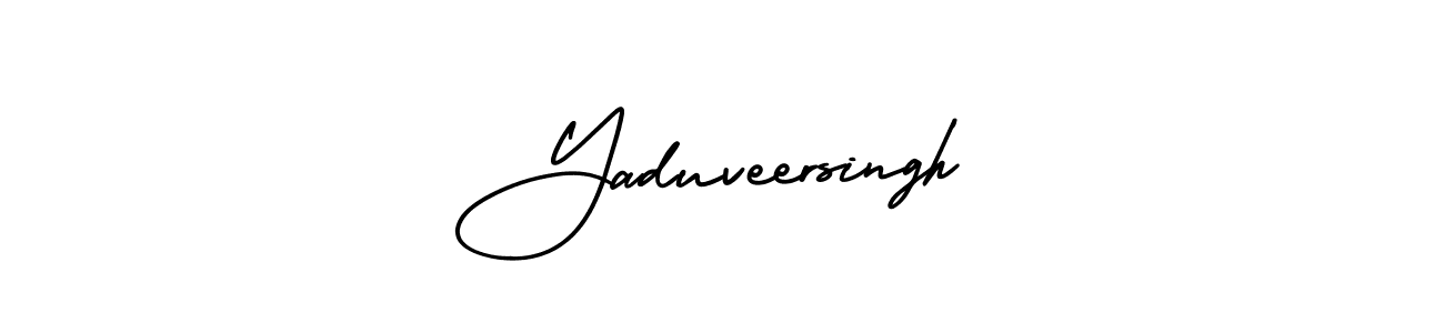 The best way (AmerikaSignatureDemo-Regular) to make a short signature is to pick only two or three words in your name. The name Yaduveersingh include a total of six letters. For converting this name. Yaduveersingh signature style 3 images and pictures png