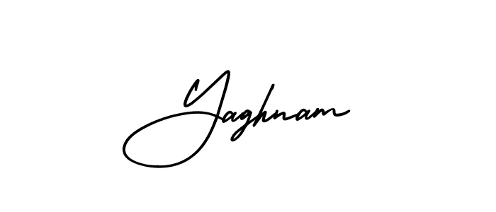 How to make Yaghnam name signature. Use AmerikaSignatureDemo-Regular style for creating short signs online. This is the latest handwritten sign. Yaghnam signature style 3 images and pictures png