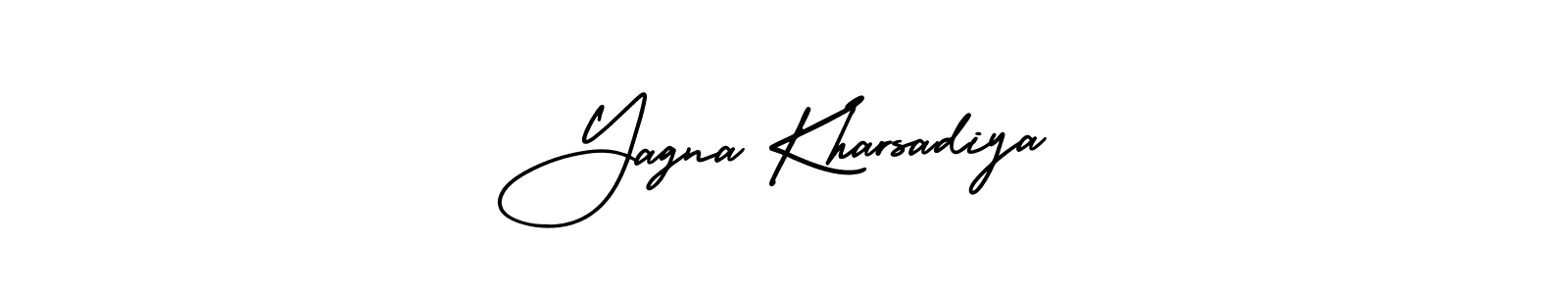 The best way (AmerikaSignatureDemo-Regular) to make a short signature is to pick only two or three words in your name. The name Yagna Kharsadiya include a total of six letters. For converting this name. Yagna Kharsadiya signature style 3 images and pictures png