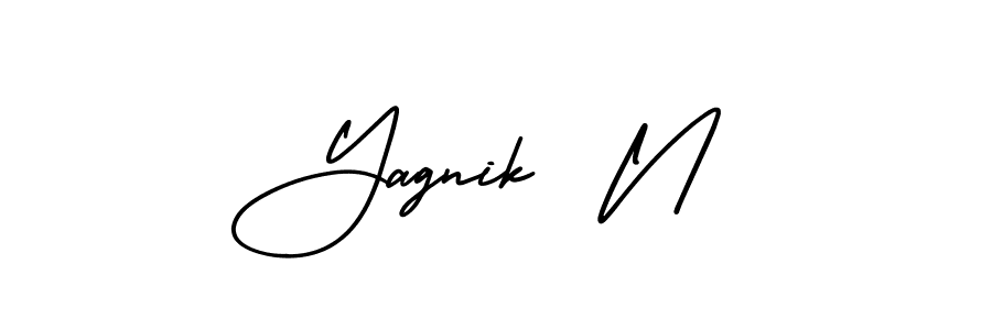 You should practise on your own different ways (AmerikaSignatureDemo-Regular) to write your name (Yagnik  N) in signature. don't let someone else do it for you. Yagnik  N signature style 3 images and pictures png