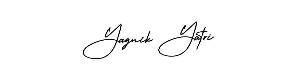 The best way (AmerikaSignatureDemo-Regular) to make a short signature is to pick only two or three words in your name. The name Yagnik Yatri include a total of six letters. For converting this name. Yagnik Yatri signature style 3 images and pictures png