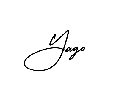 You should practise on your own different ways (AmerikaSignatureDemo-Regular) to write your name (Yago) in signature. don't let someone else do it for you. Yago signature style 3 images and pictures png