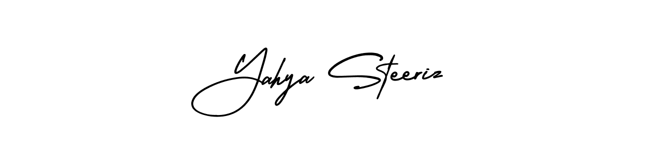 You should practise on your own different ways (AmerikaSignatureDemo-Regular) to write your name (Yahya Steeriz) in signature. don't let someone else do it for you. Yahya Steeriz signature style 3 images and pictures png