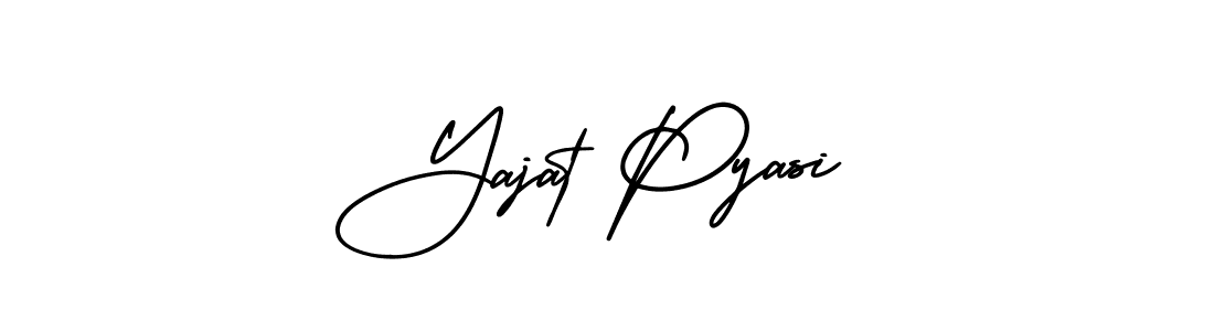 The best way (AmerikaSignatureDemo-Regular) to make a short signature is to pick only two or three words in your name. The name Yajat Pyasi include a total of six letters. For converting this name. Yajat Pyasi signature style 3 images and pictures png