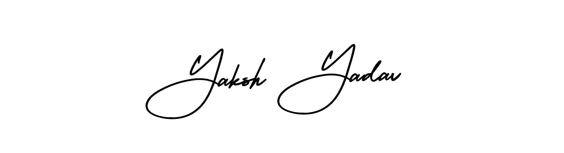 The best way (AmerikaSignatureDemo-Regular) to make a short signature is to pick only two or three words in your name. The name Yaksh Yadav include a total of six letters. For converting this name. Yaksh Yadav signature style 3 images and pictures png