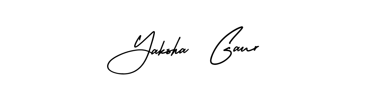 The best way (AmerikaSignatureDemo-Regular) to make a short signature is to pick only two or three words in your name. The name Yaksha  Gaur include a total of six letters. For converting this name. Yaksha  Gaur signature style 3 images and pictures png